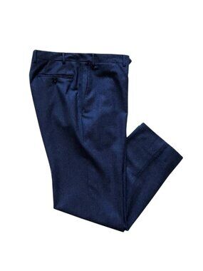 Canali Wool Trouser Dress Pants Slacks Trousers Mens 52 36 Navy Blue Flat Front
